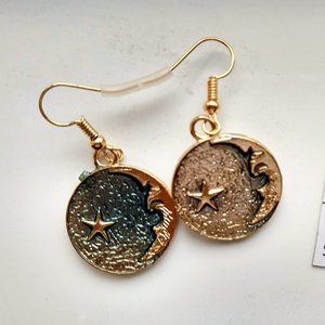 Moon and Star Dangle Earrings